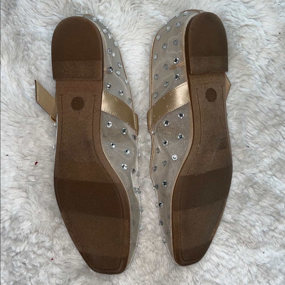Old Navy Gold and Tan Studded Mary Jane Flats - Picture 2 of 2